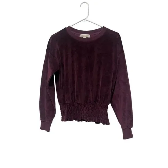 Women's Michael Kors Burgundy Velour Sweatshirt Size S - Picture 1 of 5